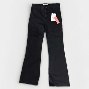 Hidden Jeans Happi Raw Hem Flare Jet Black High Rise Size 32 NWT